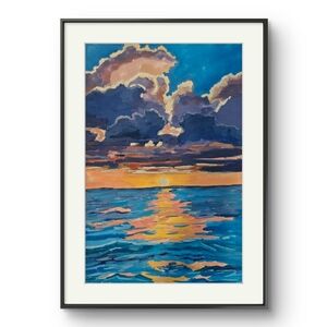 Sunset Over Ocean, Original Painting